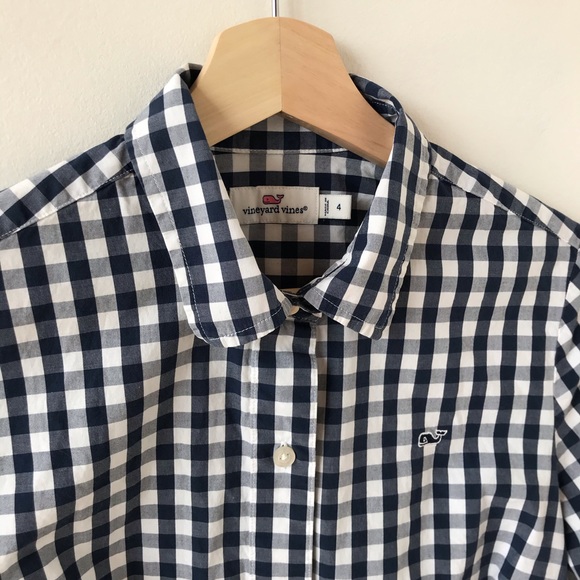 Vineyard Vines white and blue checkered top - Picture 2 of 11